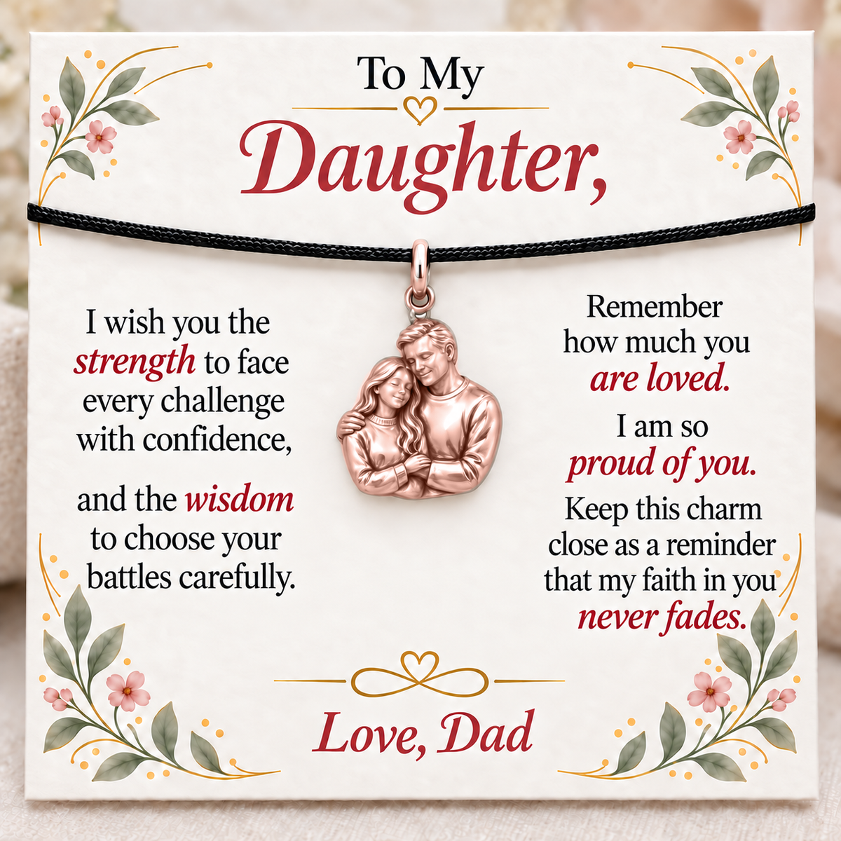 Dad’s Embrace, Proud of Your Strength — Main image, rose gold finish