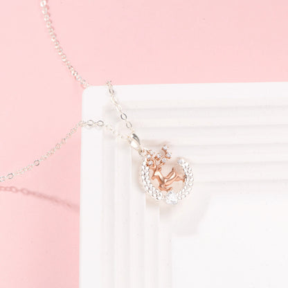 Everglow Reindeer Rosegold Vermeil and Silver Necklace