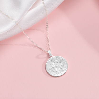 Soulyshine Little Girl Walk with Grandma in Garden Silver Necklace
