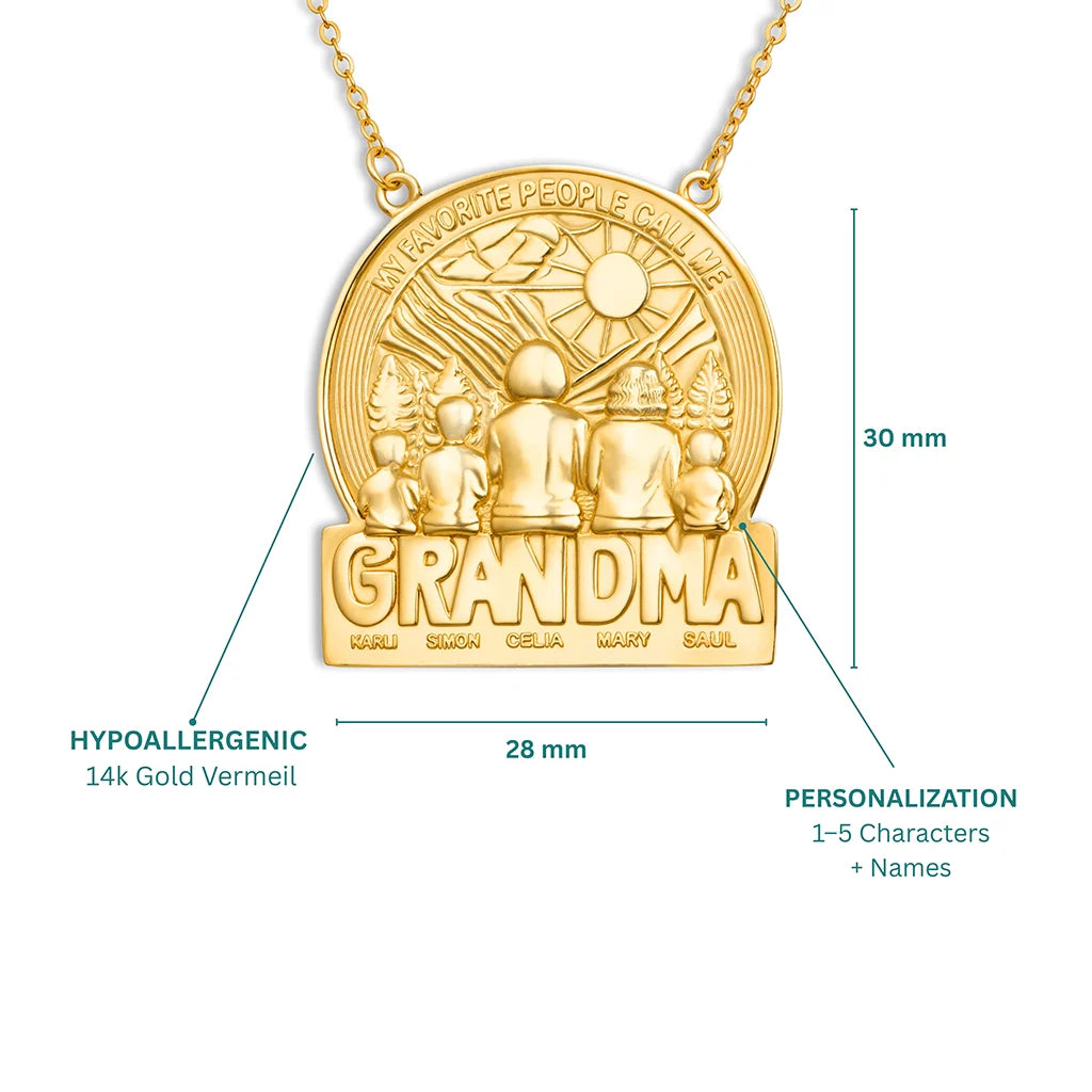 Soulyshine Personalized Favorite People Call Me Grandma - Handmade Necklace in Silver/14K Gold Vermeil