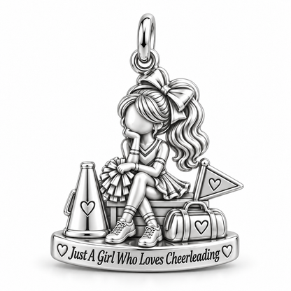 Just A Girl Who Loves Cheerleading Charm and Polyester Cord Bracelet Set