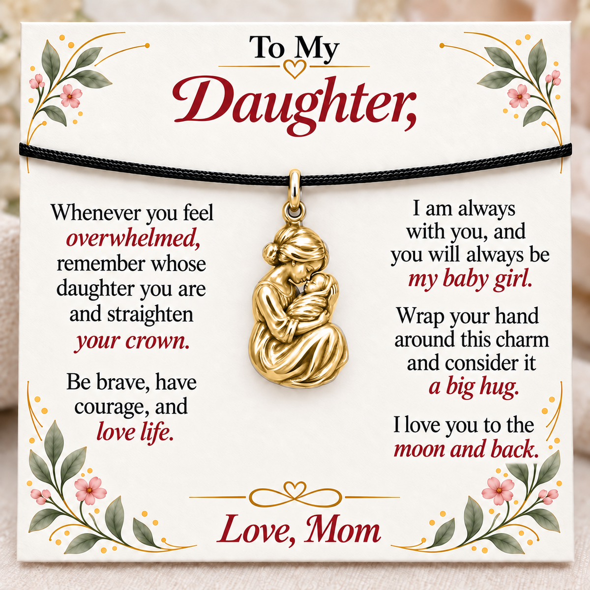 First Embrace, Mom’s Courage and Comfort — Main image, gold finish