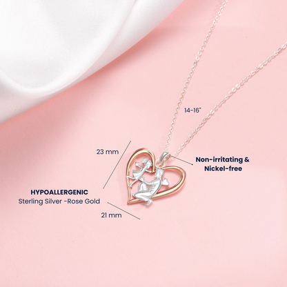 Daughter is Running Into Dad’s Arms Rosegold Vermeil and Silver Necklace