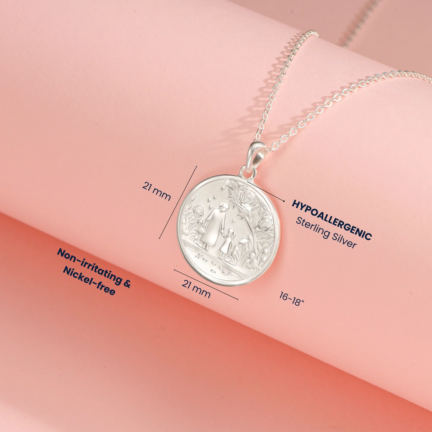 Soulyshine Little Girl Walk with Grandma in Garden Silver Necklace