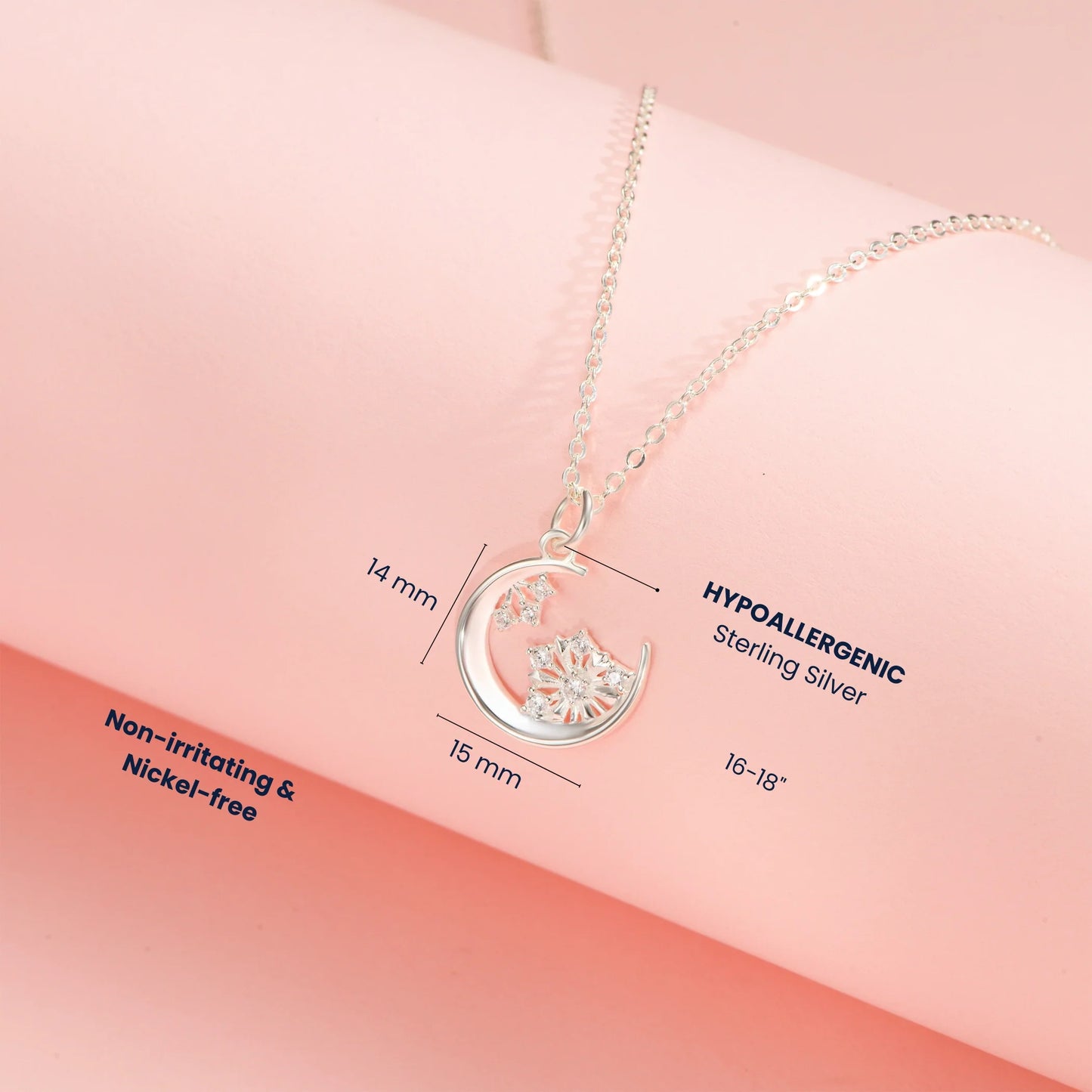 Soulyshine Lunar Snowflake Silver Necklace