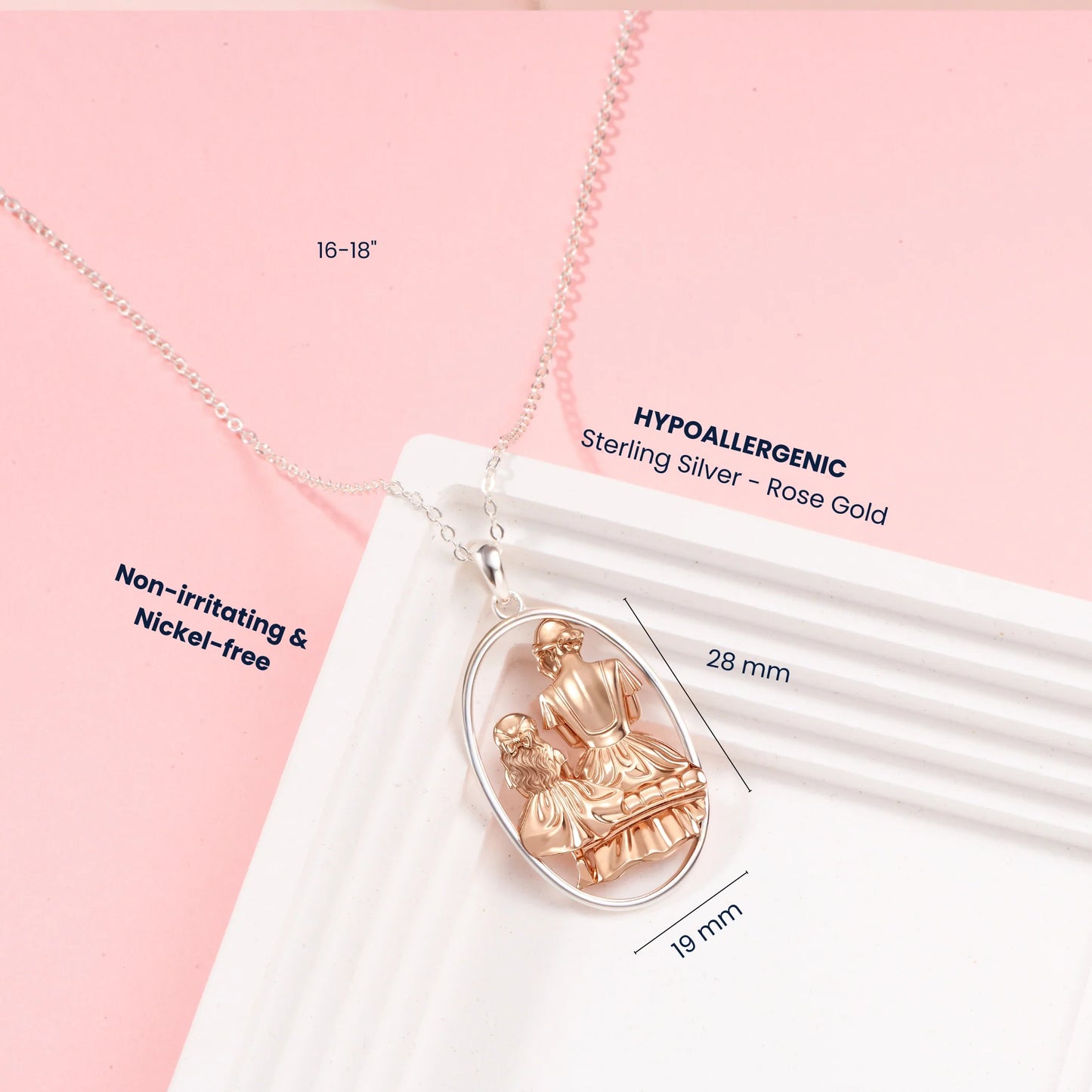 Mom and Princess Moment Vermeil Rosegold and Silver Necklace