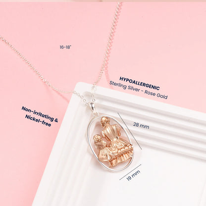 Mom and Princess Moment Vermeil Rosegold and Silver Necklace