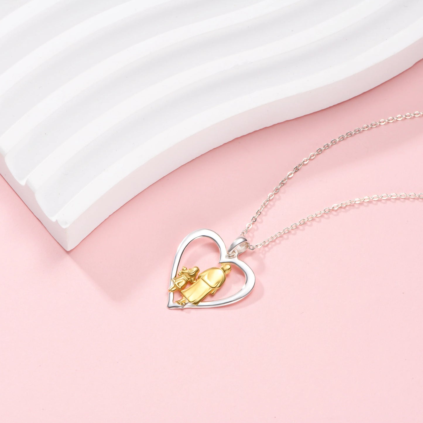 Heart of Generations Grandma and Children 14K Gold Vermeil and Silver Necklace