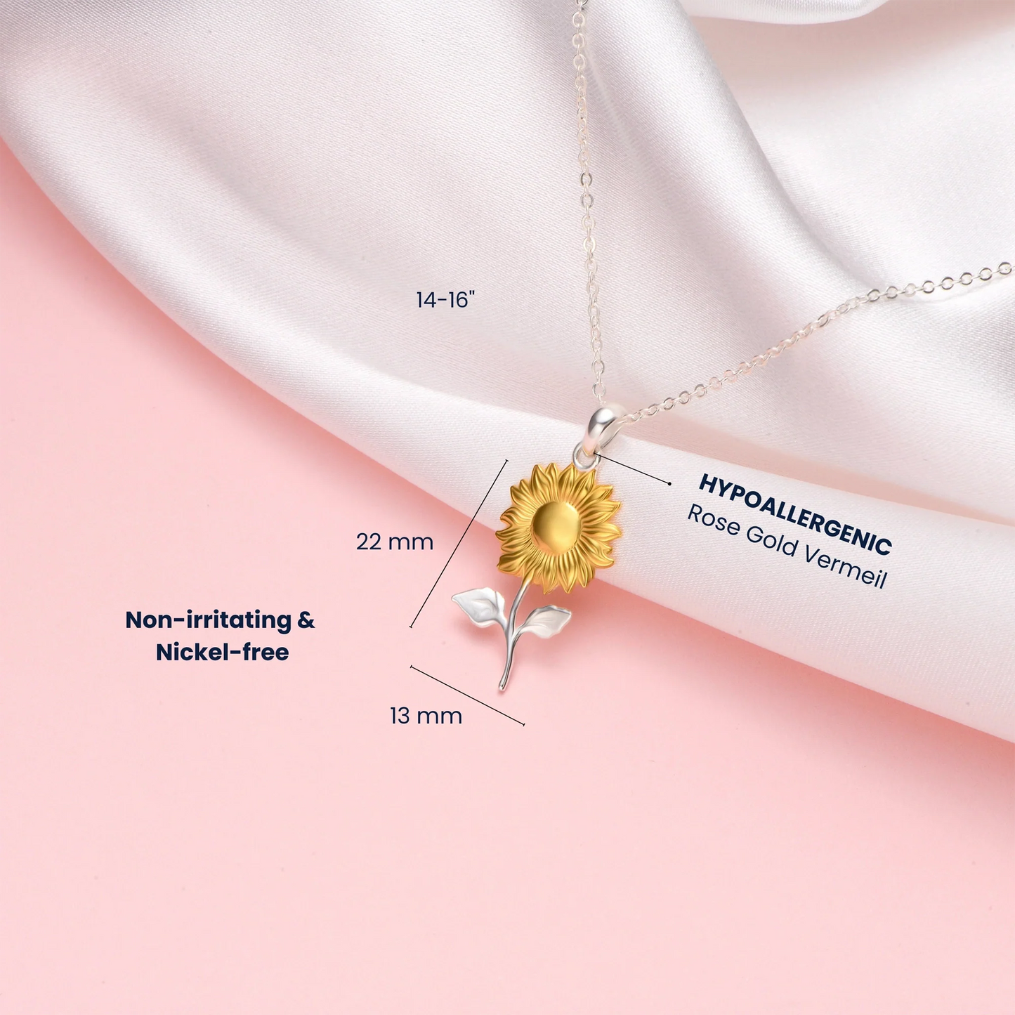 Sunflower Golden Bloom 14K Gold Vermeil and Silver Necklace
