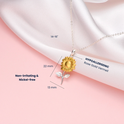 Sunflower Golden Bloom 14K Gold Vermeil and Silver Necklace