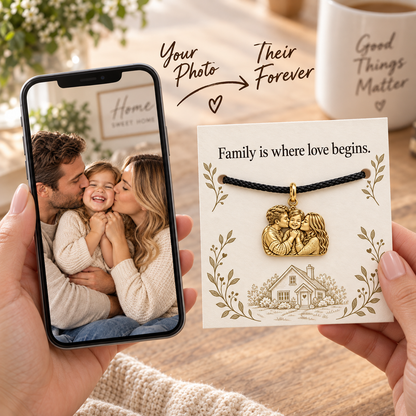 Family Is Where Love Begins Charm and Polyester Cord Bracelet Gift