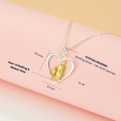 Heart of Generations Grandma and Children 14K Gold Vermeil and Silver Necklace