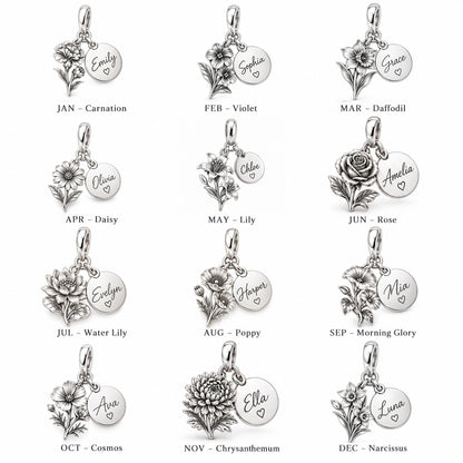 Blooming With You – Personalized Birth Flower & Name Charm