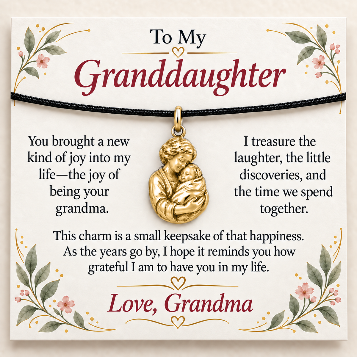 Grandma's First Embrace Charm: My Greatest Joy — Main image, gold finish