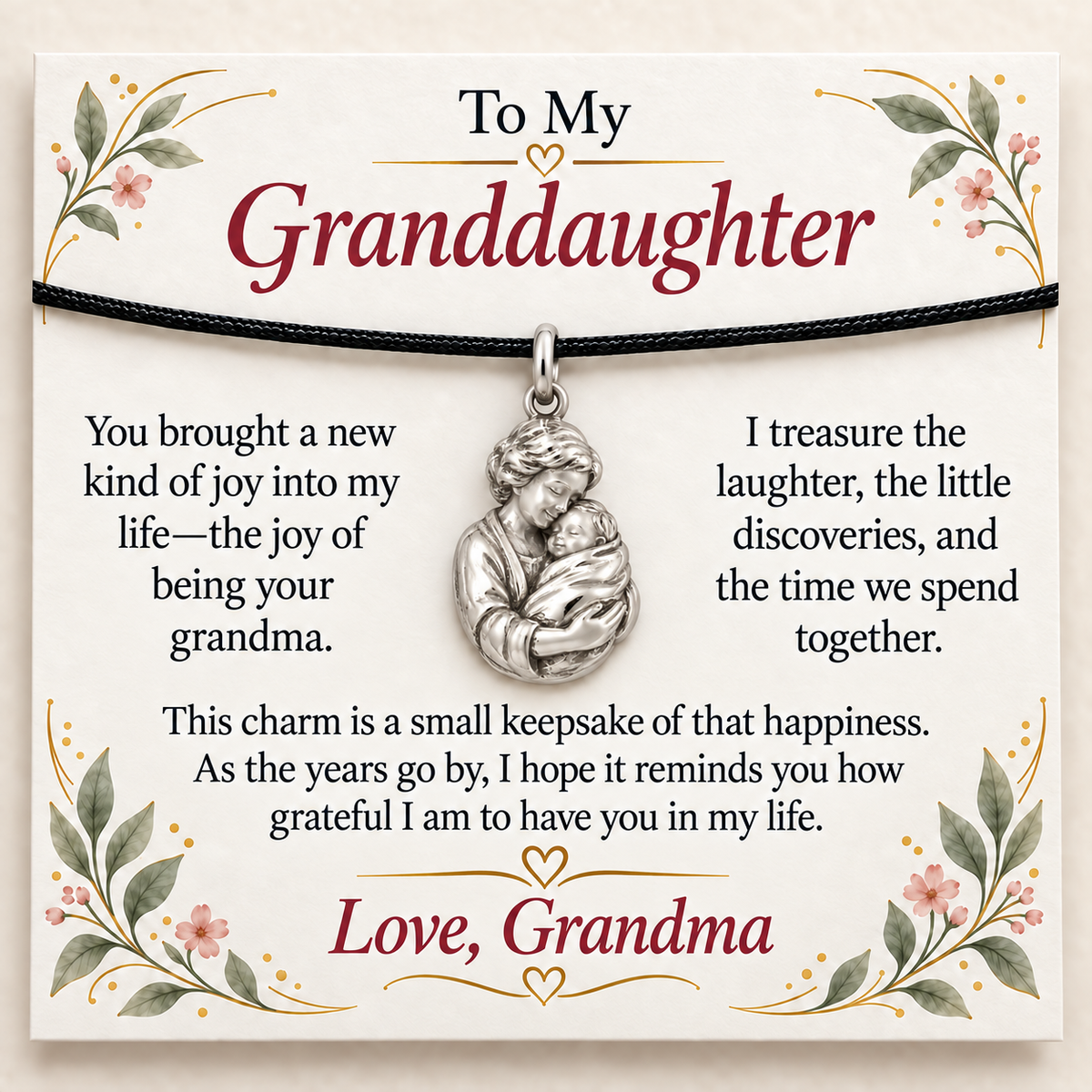 Grandma's First Embrace Charm: My Greatest Joy — Main image, silver finish