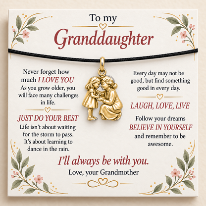Granddaughter’s Flower for Grandma Charm — I’ll Always Be With You — Main image, gold finish