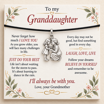 Granddaughter’s Flower for Grandma Charm — I’ll Always Be With You — Main image, silver finish