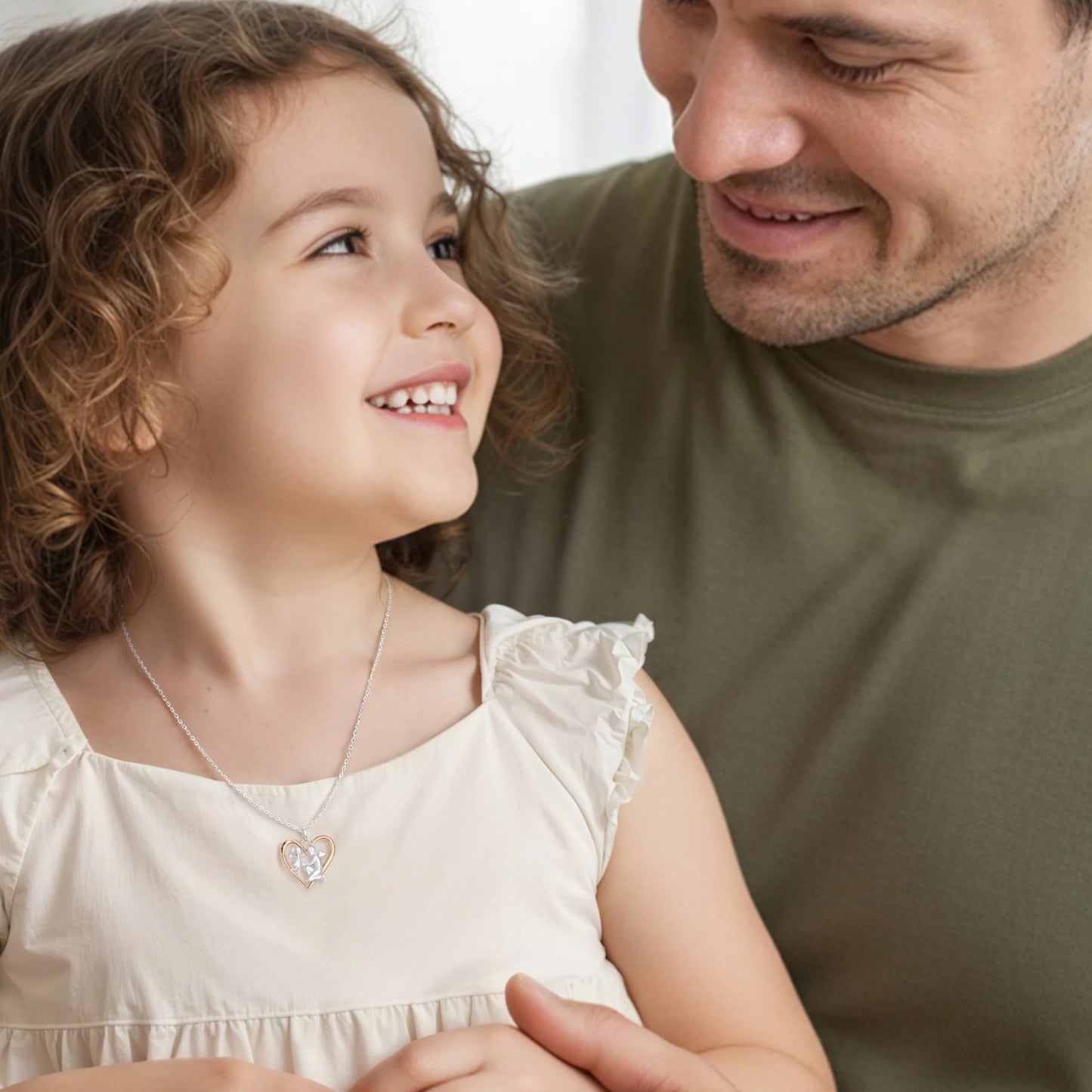 Daughter is Running Into Dad’s Arms Rosegold Vermeil and Silver Necklace