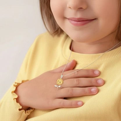 Sunflower Golden Bloom 14K Gold Vermeil and Silver Necklace