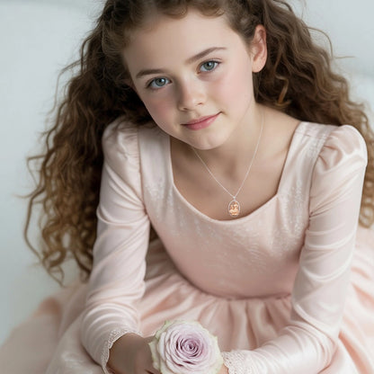 Mom and Princess Moment Vermeil Rosegold and Silver Necklace