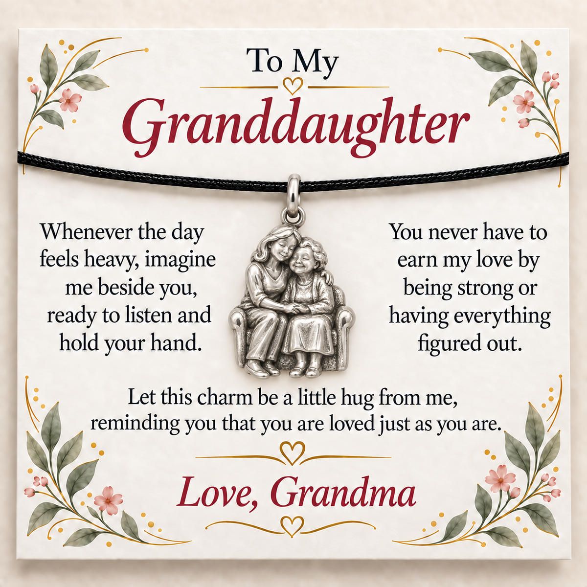 Grandma's Caring Embrace Charm: Love Comes Full Circle — Main image, silver finish