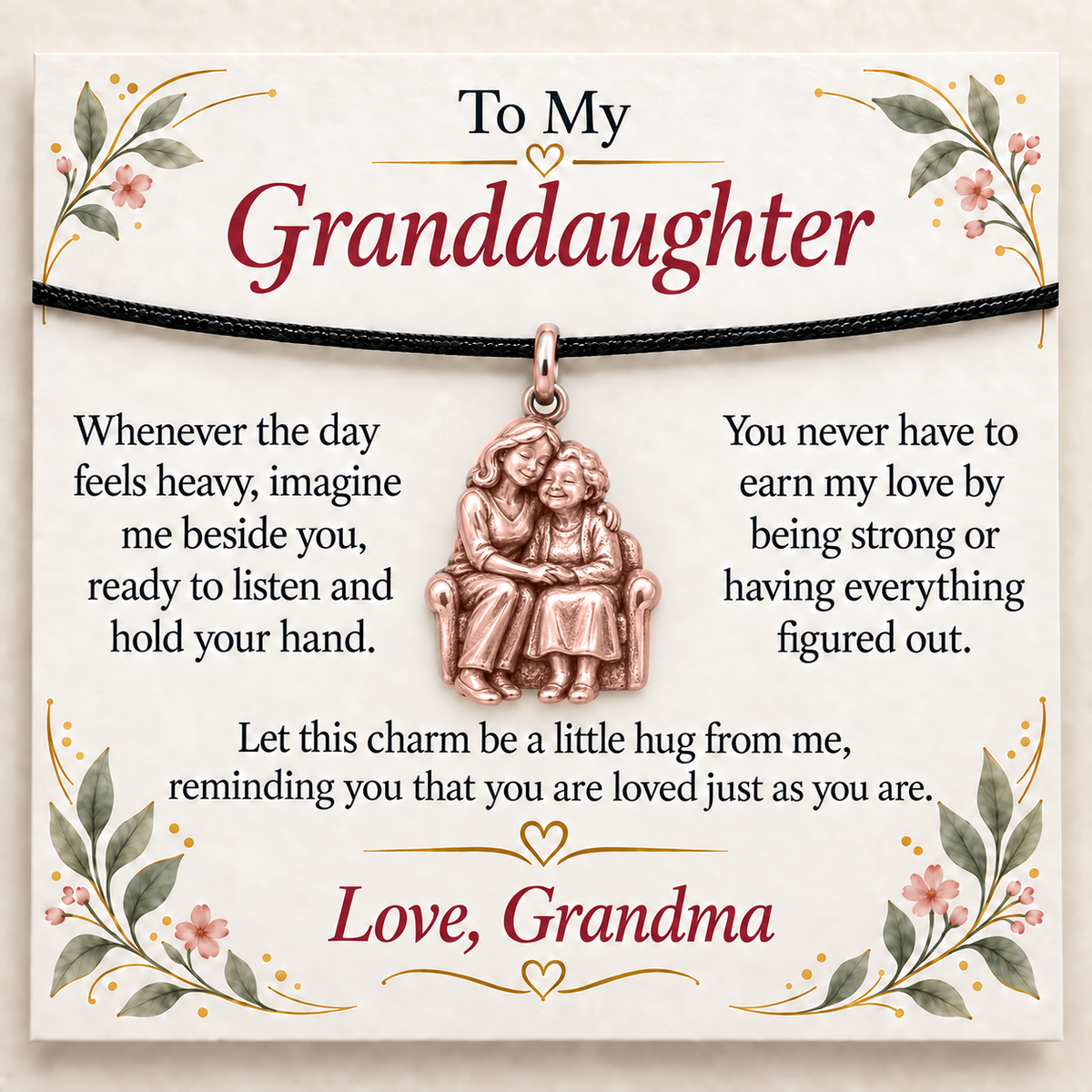 Grandma's Caring Embrace Charm: Love Comes Full Circle — Main image, rose gold finish