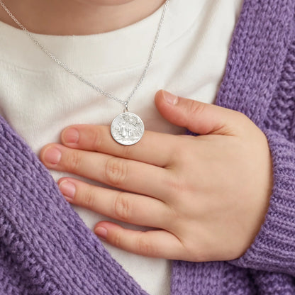 Soulyshine Little Girl Walk with Grandma in Garden Silver Necklace