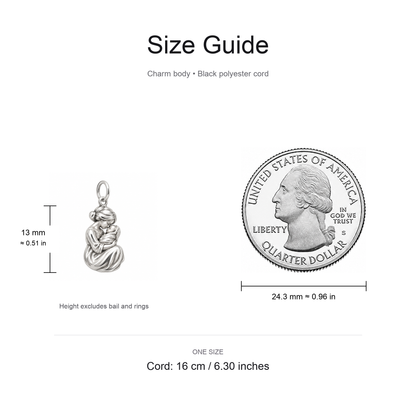 First Embrace, Wishes and Warm Hugs — Size guide, 13 mm body and 16 cm cord