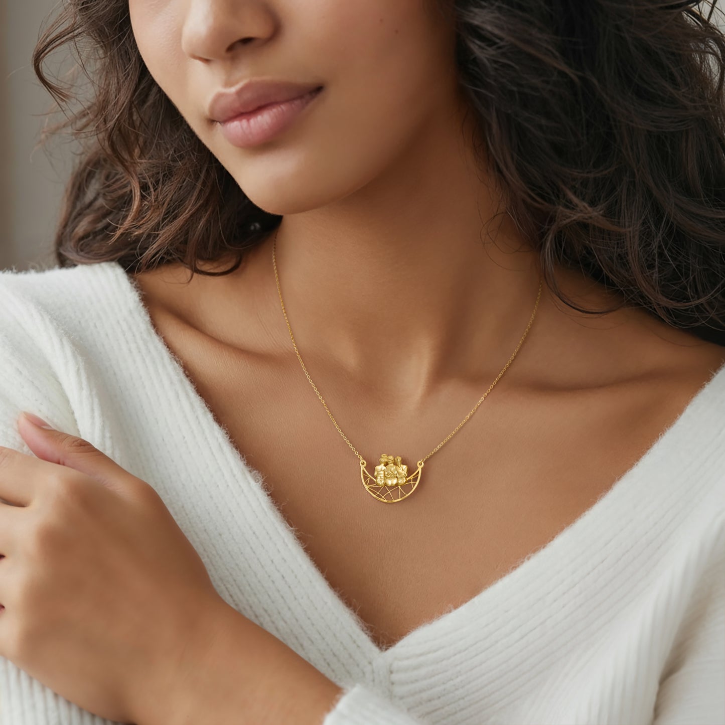 Soulyshine Mother & Daughter On The Moon Personalized - Handmade Necklace in Silver/14K Gold Vermeil