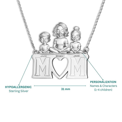 Soulyshine Personalized Mom and Her Children - Handmade Necklace in Silver/14K Gold Vermeil