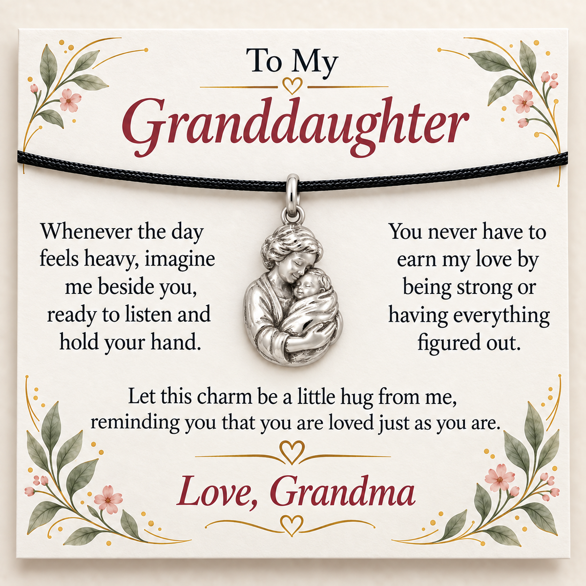 Grandma's Embrace Charm: Loved as You Are — Main image, silver finish
