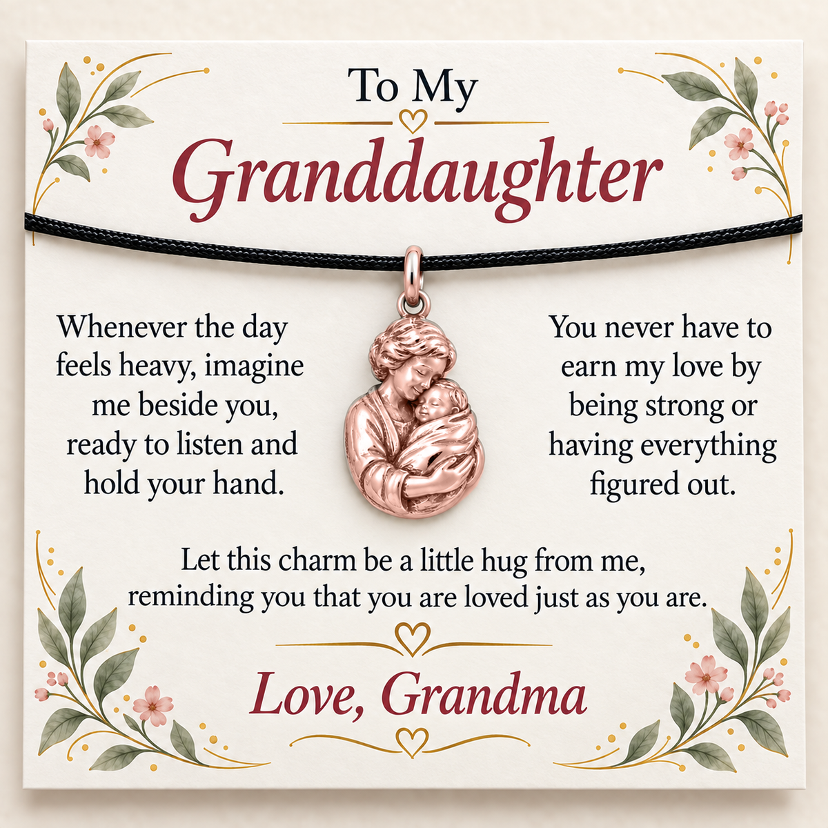 Grandma's Embrace Charm: Loved as You Are — Main image, rose gold finish