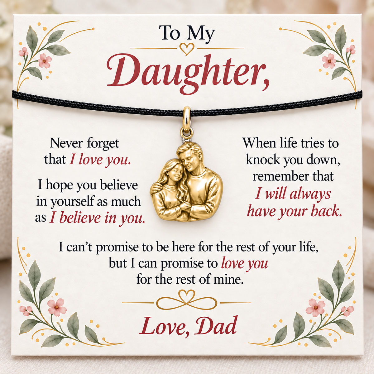 Dad’s Embrace, Always Beside You — Main image, gold finish