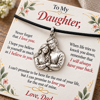 Dad’s Embrace, Always Beside You — Macro detail, silver finish