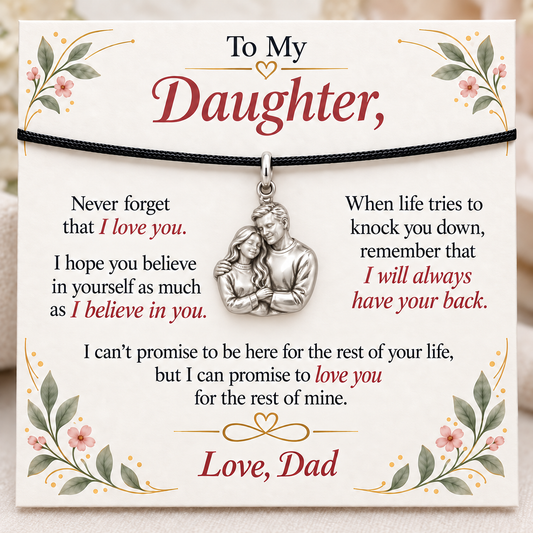 Dad’s Embrace, Always Beside You — Main image, silver finish