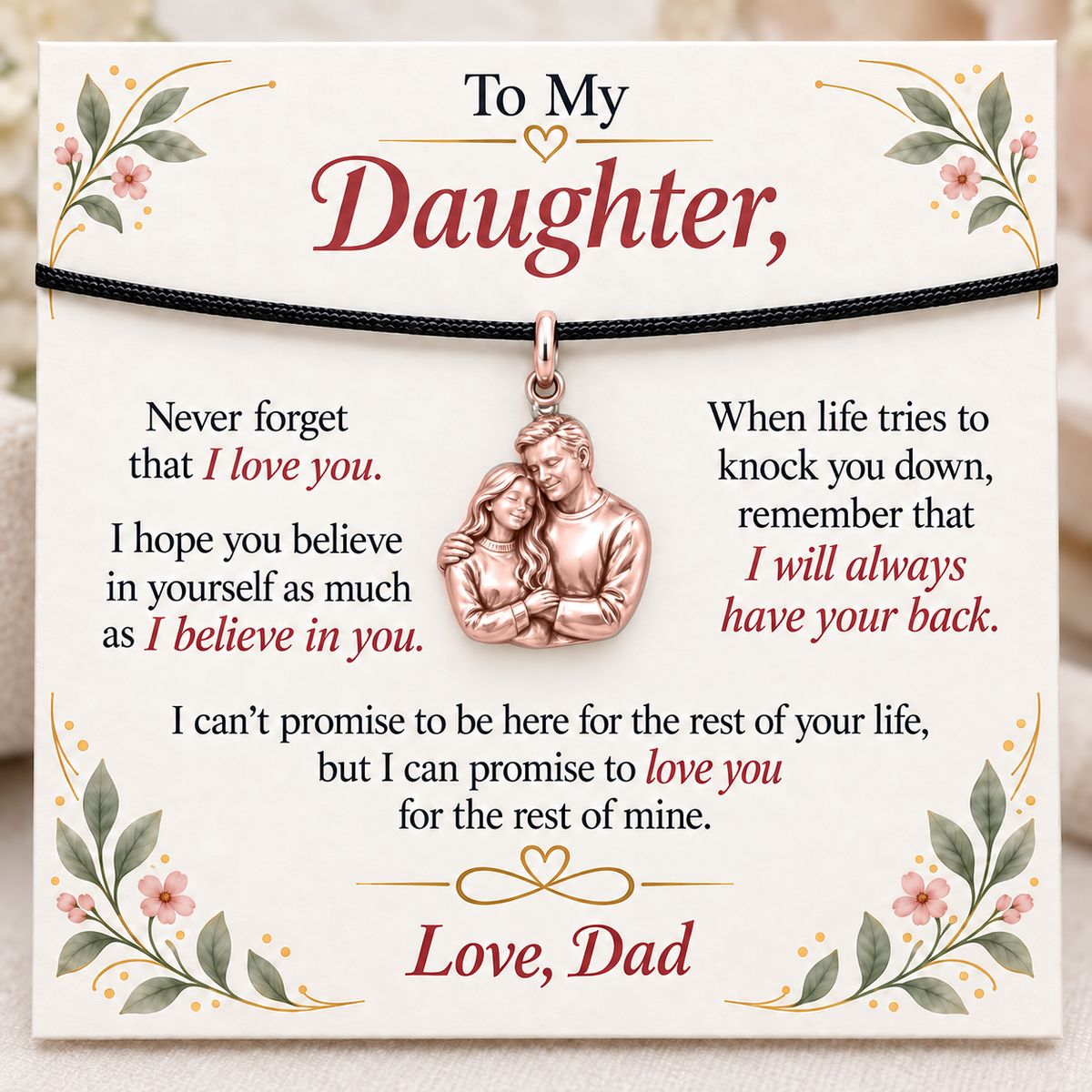Dad’s Embrace, Always Beside You — Main image, rose gold finish