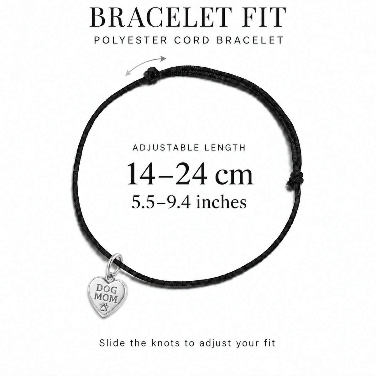 Dog Mom Charm and Polyester Cord Bracelet Set | bracelet-fit | d392c405569b7538