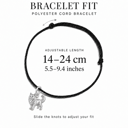 Sphynx Cat Breed Charm — adjustable black polyester cord bracelet fit