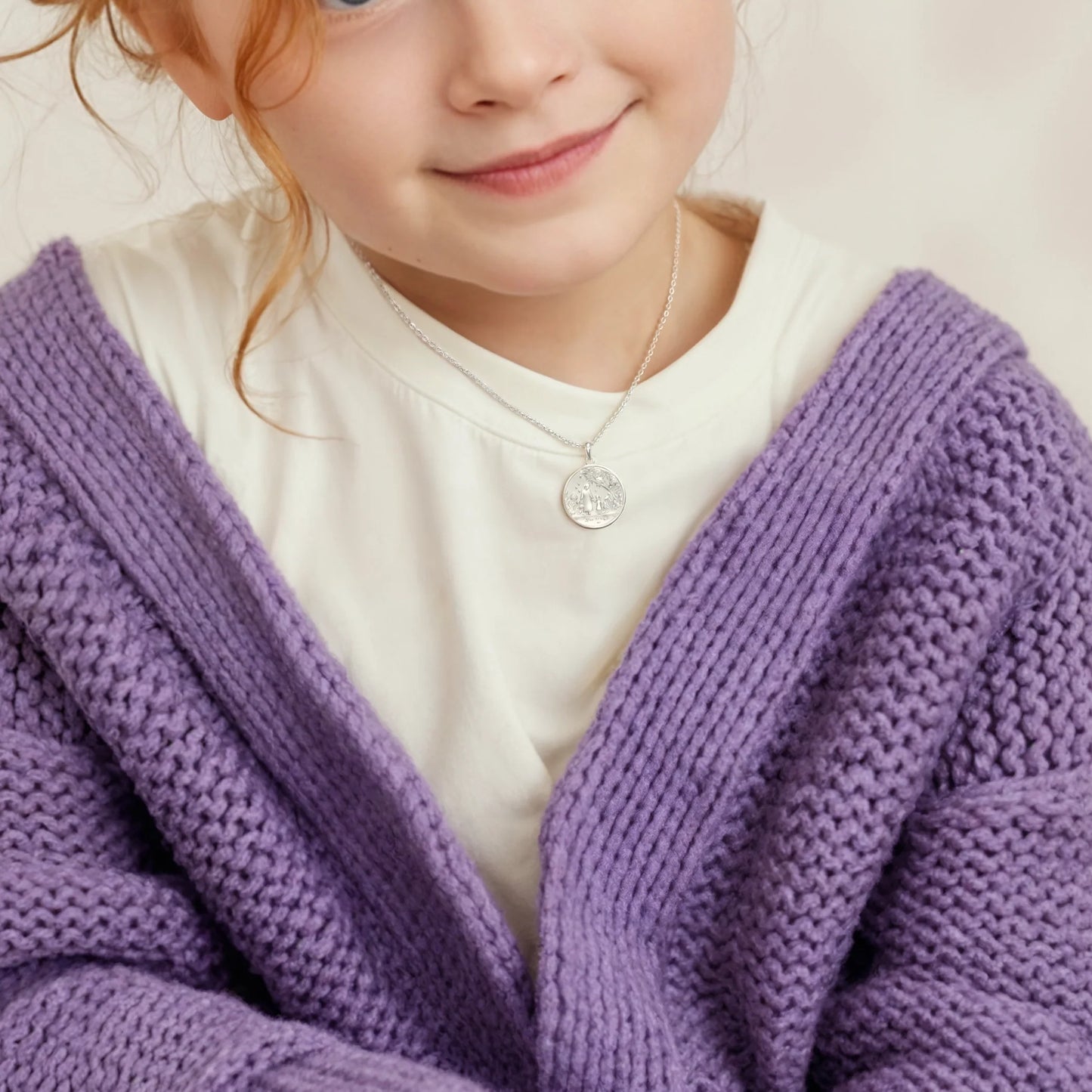 Soulyshine Little Girl Walk with Grandma in Garden Silver Necklace