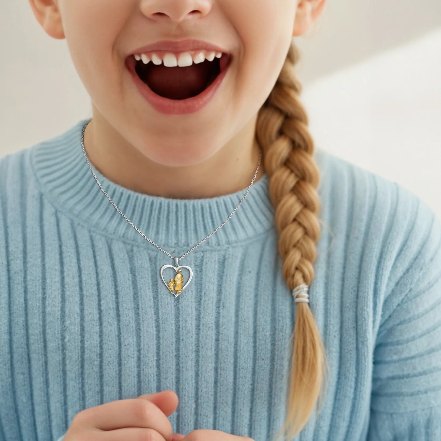 Heart of Generations Grandma and Children 14K Gold Vermeil and Silver Necklace