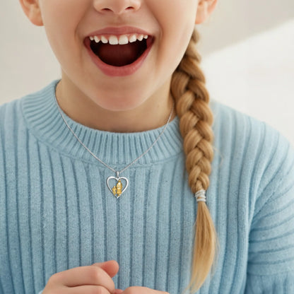 Heart of Generations Grandma and Children 14K Gold Vermeil and Silver Necklace