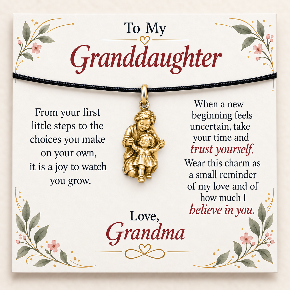 Grandma's First Steps Charm: Believe in Yourself — Main image, gold finish
