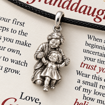Grandma's First Steps Charm: Believe in Yourself — Macro detail, silver finish