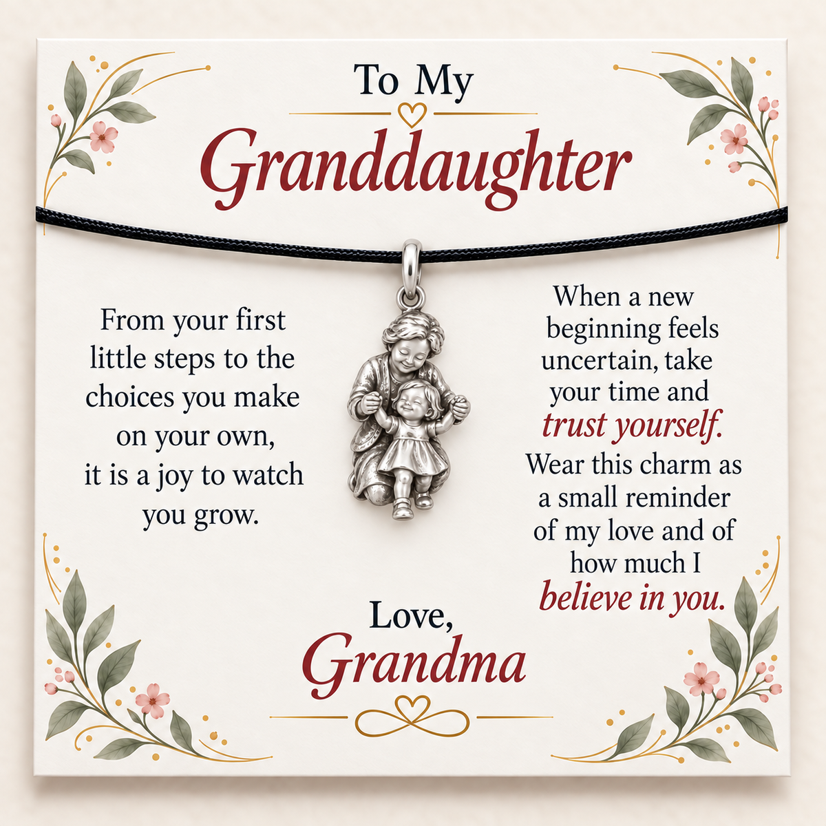 Grandma's First Steps Charm: Believe in Yourself — Main image, silver finish