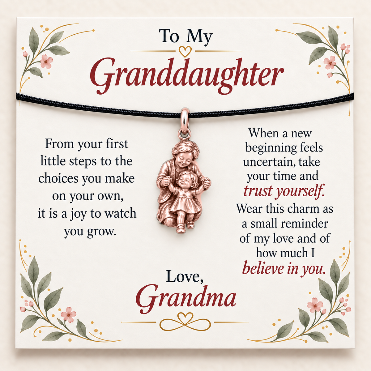 Grandma's First Steps Charm: Believe in Yourself — Main image, rose gold finish