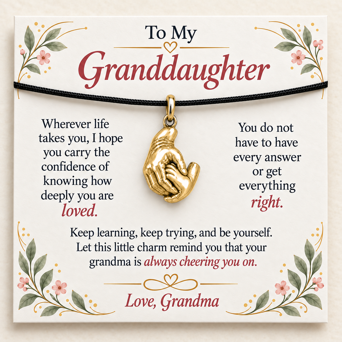 Grandma's Guiding Hand Charm: Loved Through Every Chapter — Main image, gold finish