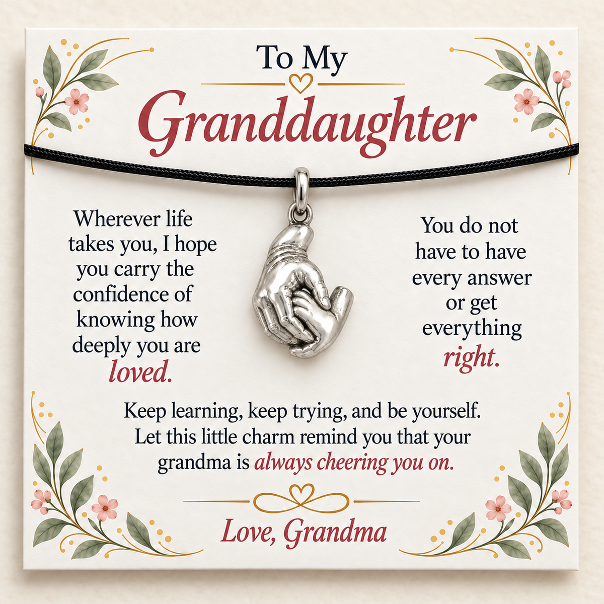 Grandma's Guiding Hand Charm: Loved Through Every Chapter — Main image, silver finish