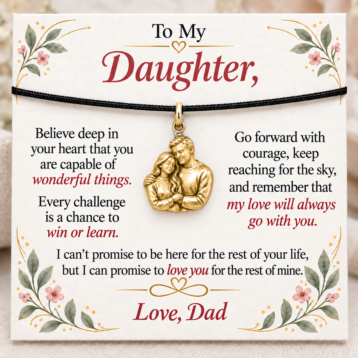 Dad’s Embrace, Courage to Keep Reaching — Main image, gold finish