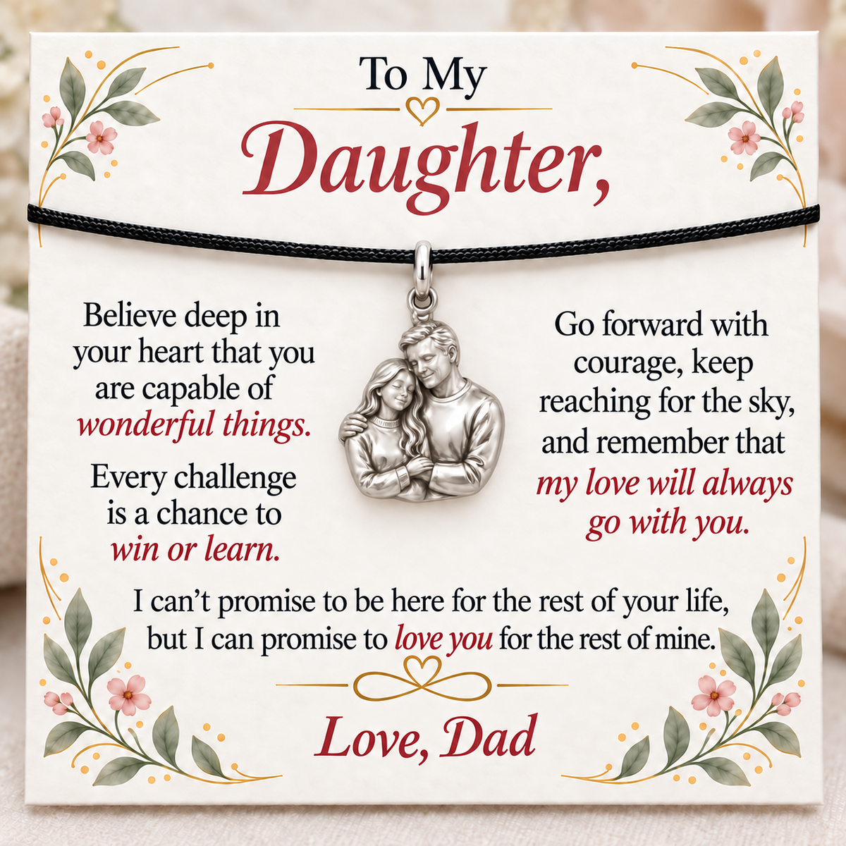 Dad’s Embrace, Courage to Keep Reaching — Main image, silver finish