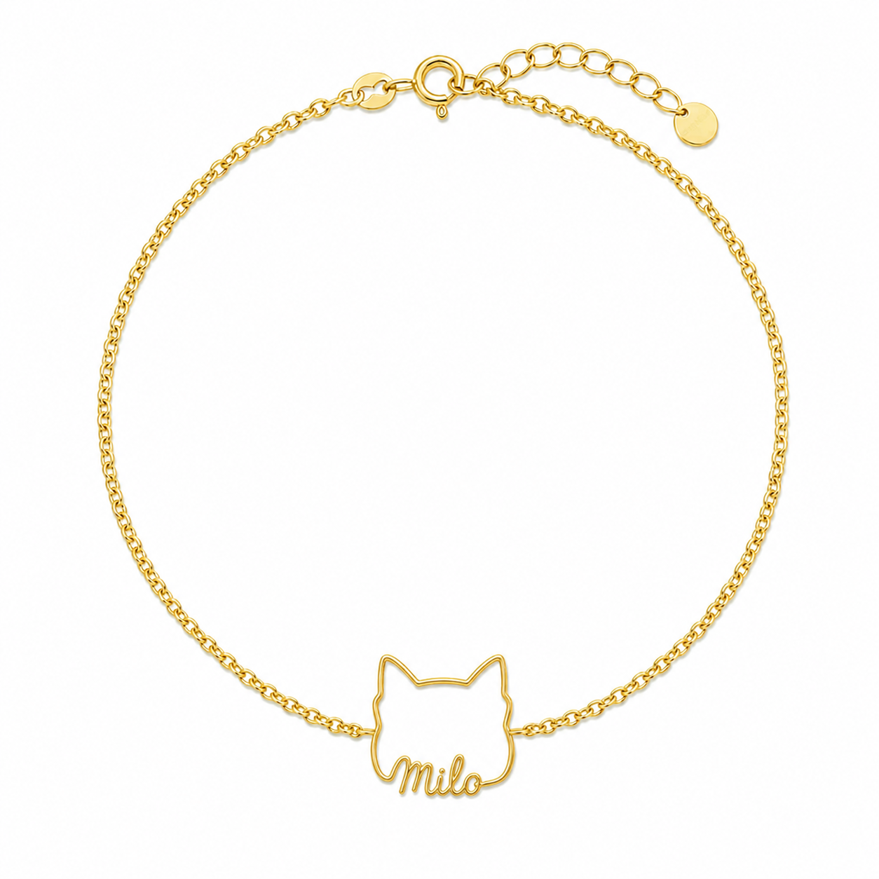 Soulyshine Affenpinscher Whisper Outline pet face and Milo name handcrafted bracelet - 18K Gold Vermeil front